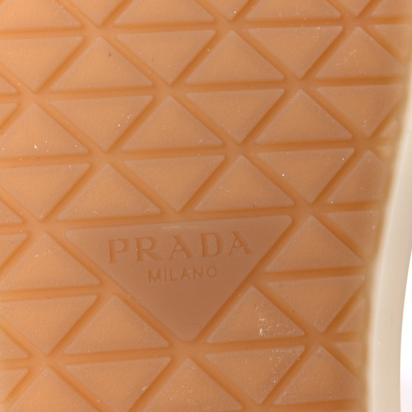Prada Suede Nappa Triangle Womens Downtown Platform Low Top Sneakers 37.5 White Cocoa Brown