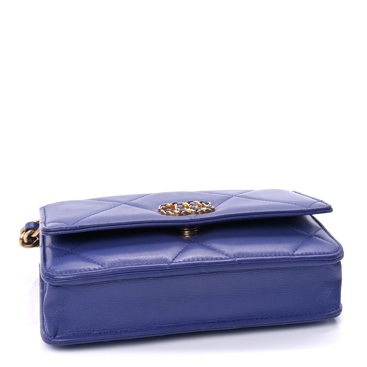 Chanel Lambskin Quilted Chanel 19 Wallet On Chain WOC Purple