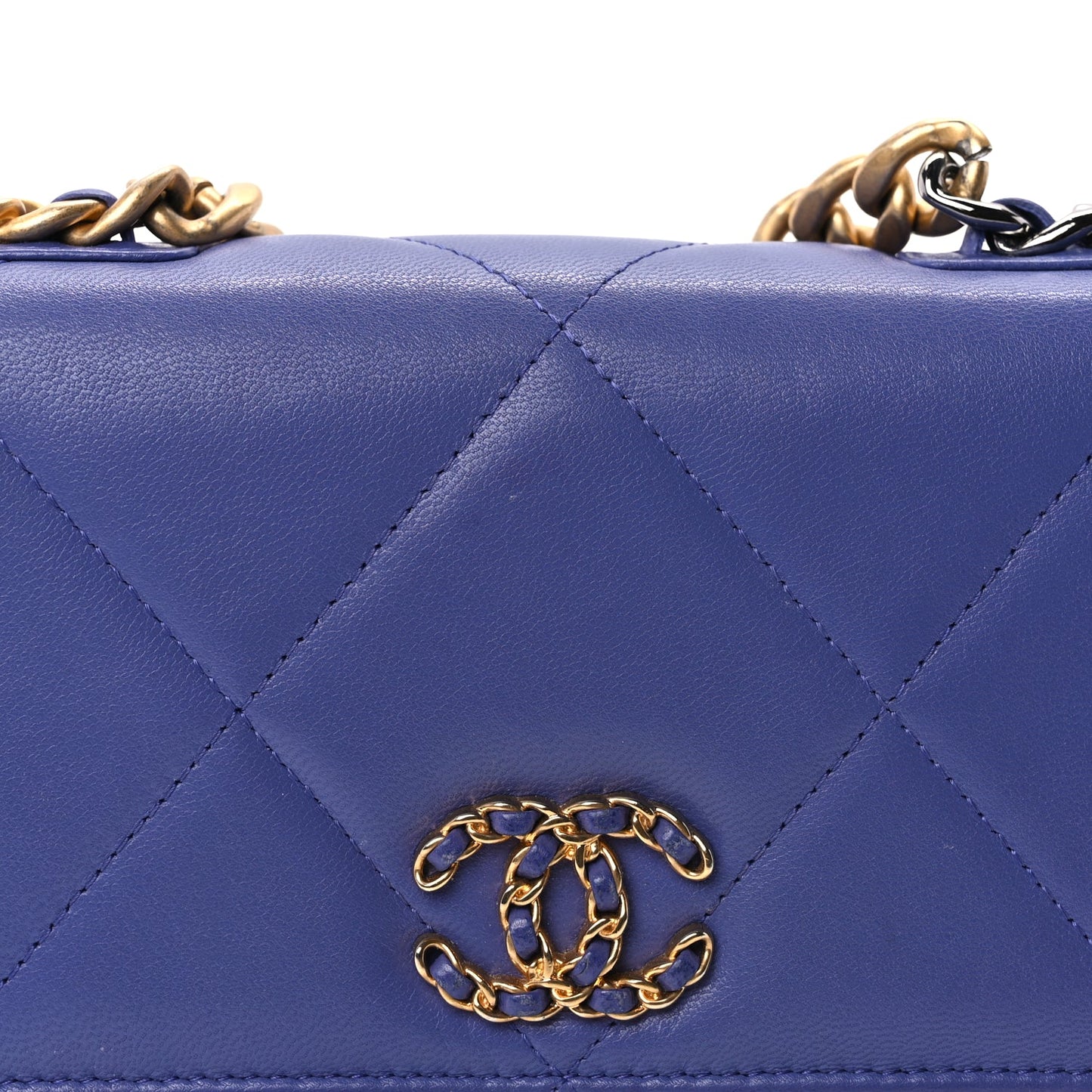 Chanel Lambskin Quilted Chanel 19 Wallet On Chain WOC Purple