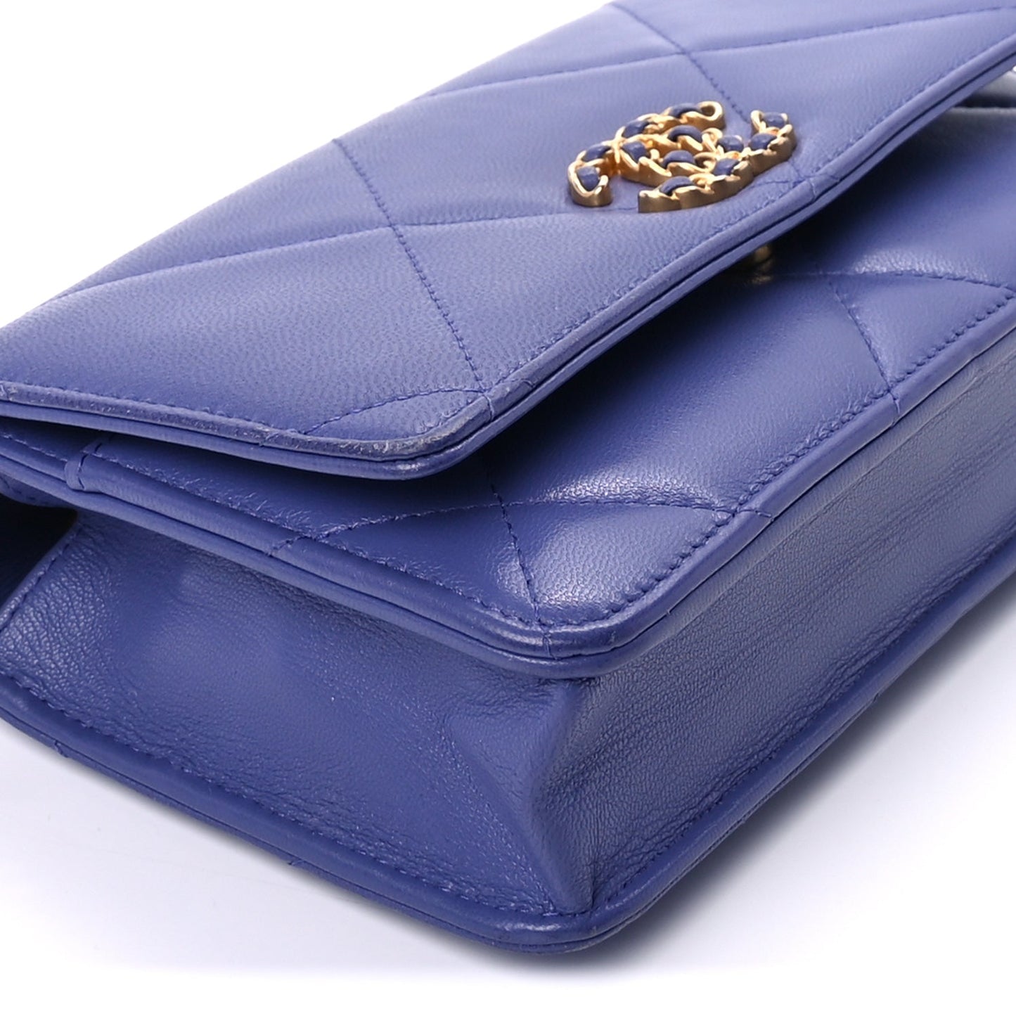 Chanel Lambskin Quilted Chanel 19 Wallet On Chain WOC Purple