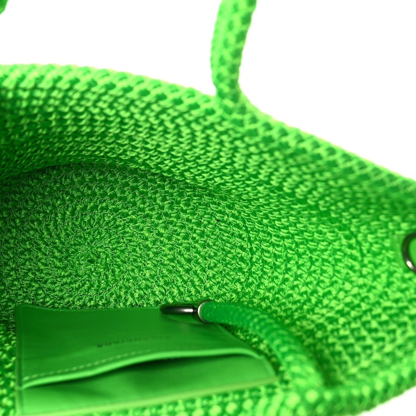Balenciaga Nylon Lambskin Woven Small Ibiza Basket With Strap Green