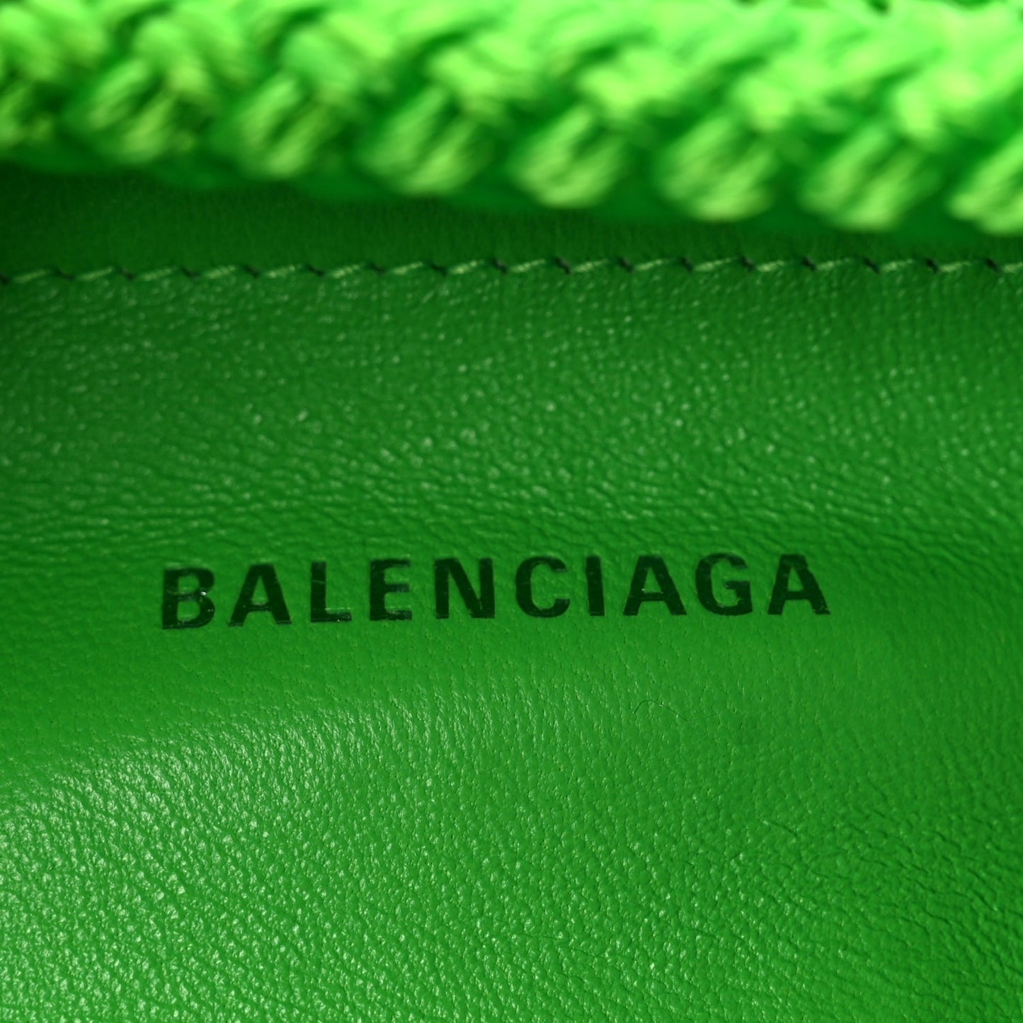 Balenciaga Nylon Lambskin Woven Small Ibiza Basket With Strap Green