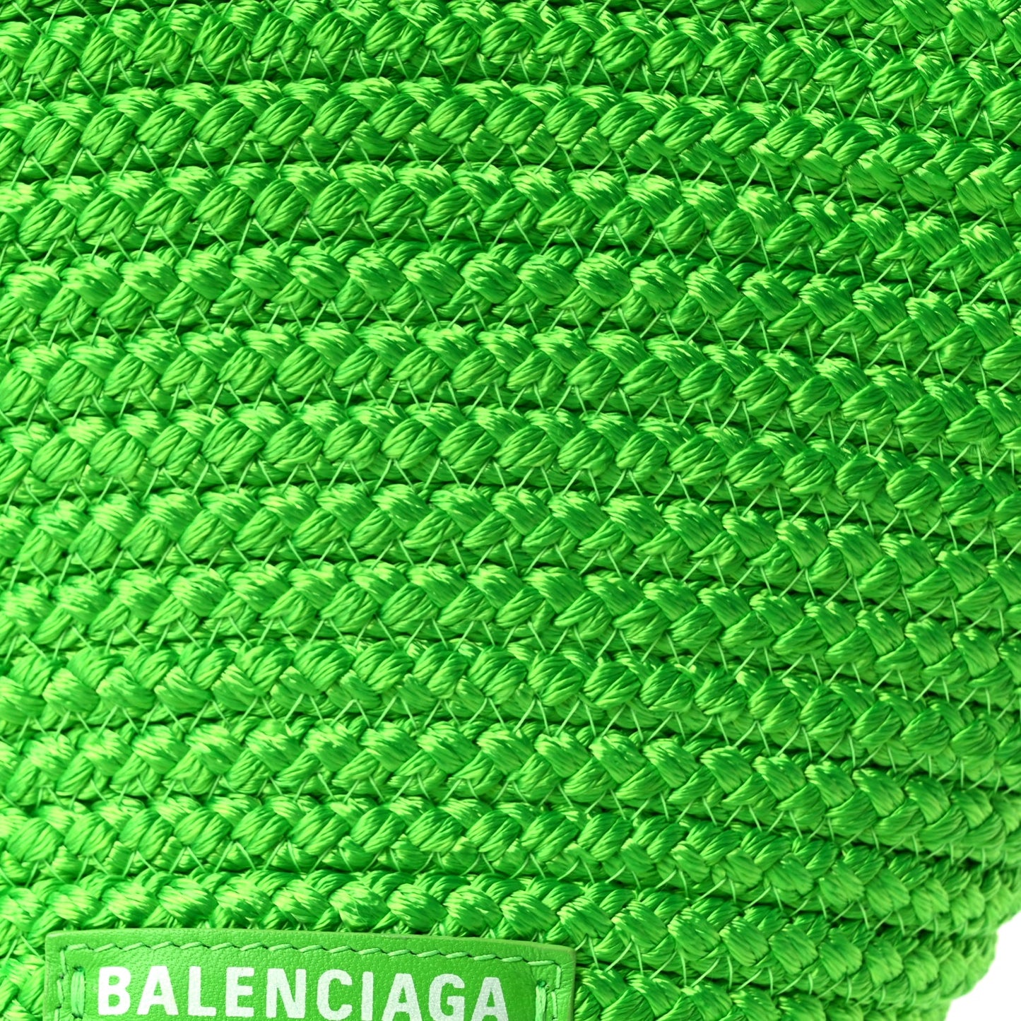 Balenciaga Nylon Lambskin Woven Small Ibiza Basket With Strap Green