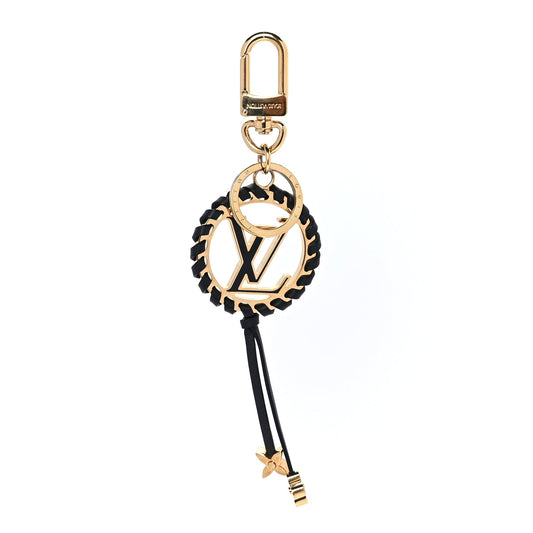 Louis Vuitton Metal Lambskin Enamel Very Bag Charm Key Holder Black