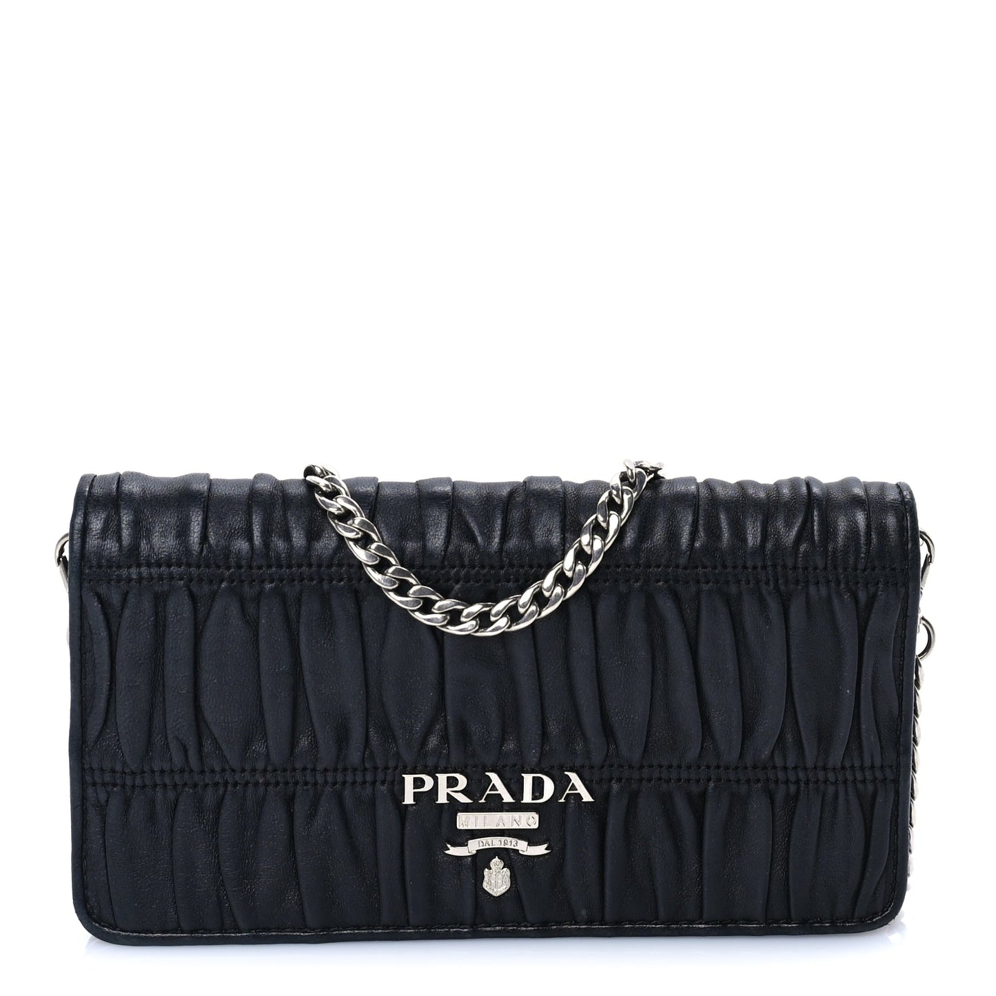Prada Nappa Gaufre Wallet On Chain  Black