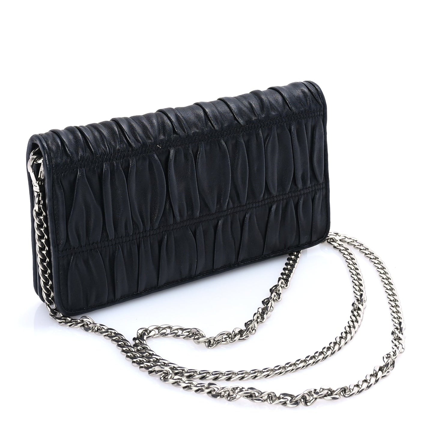Prada Nappa Gaufre Wallet On Chain  Black