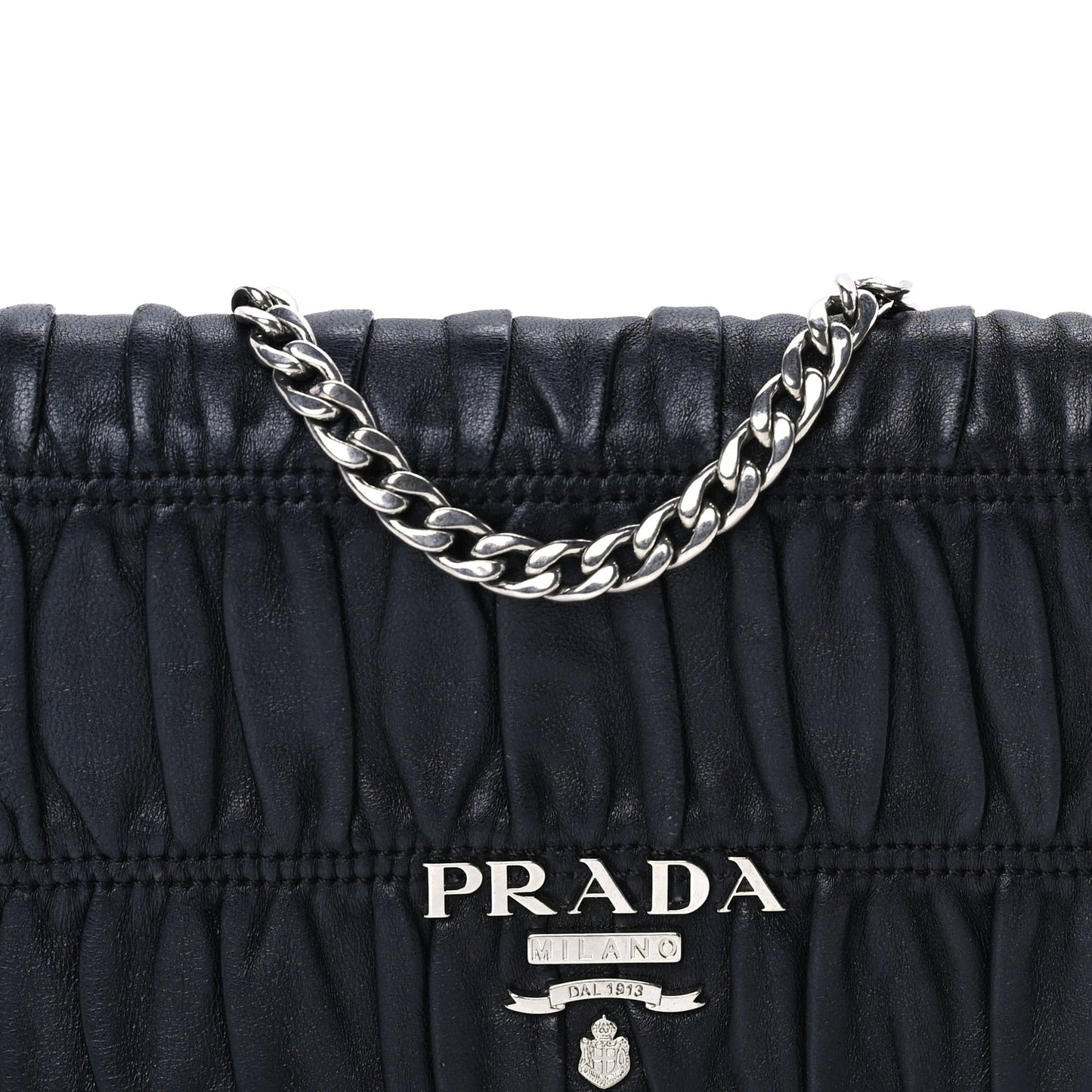 Prada Nappa Gaufre Wallet On Chain  Black