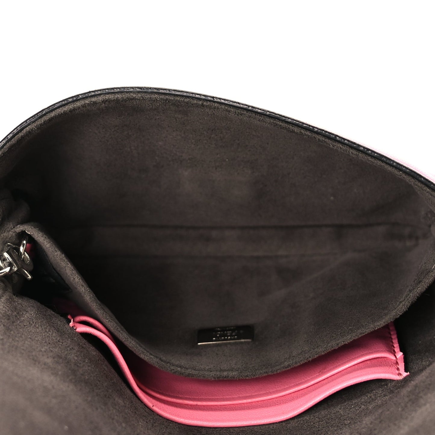 Fendi Nappa Rabbit Fox Fur Micro Buggie Baguette Rosa Fluo Multicolor