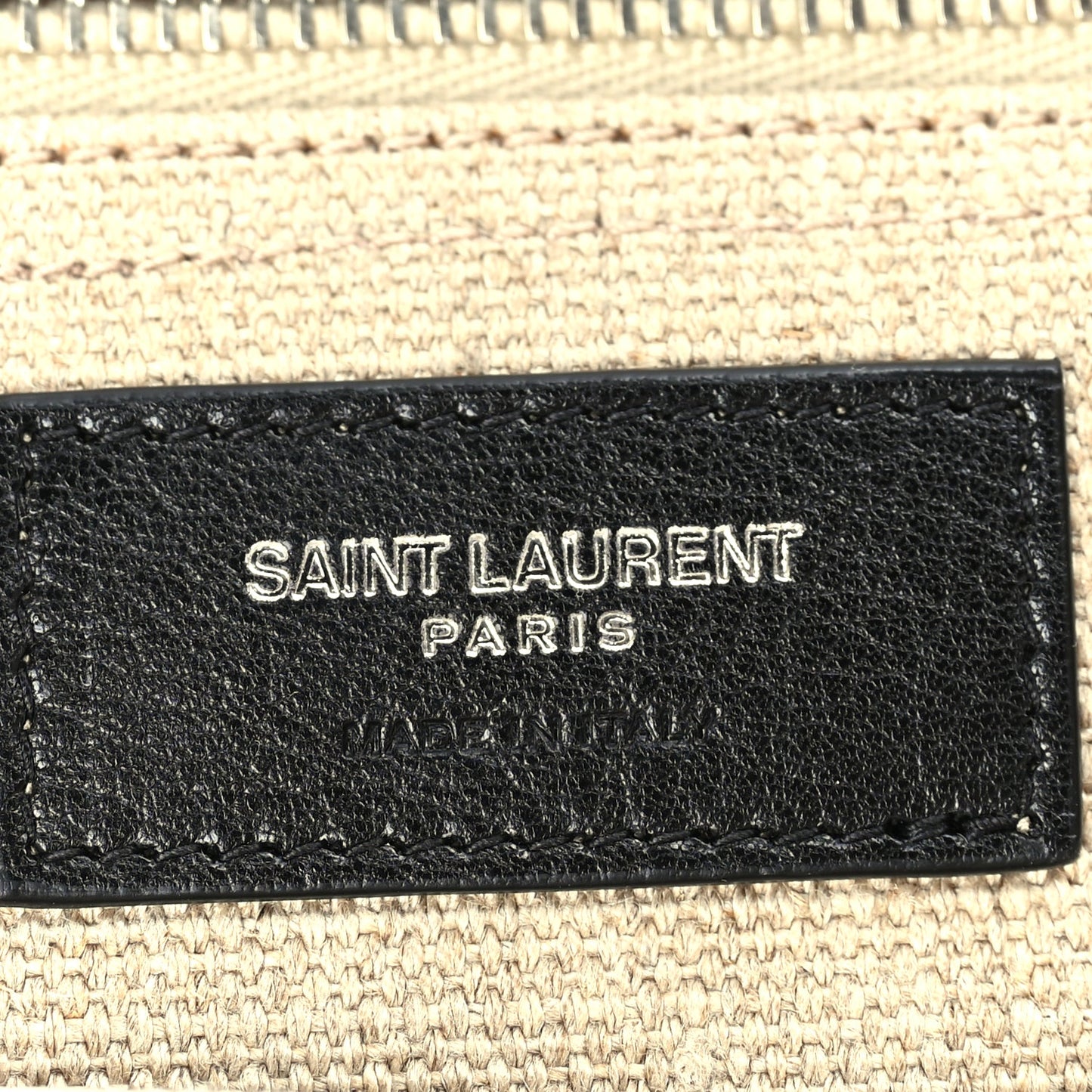 Saint Laurent Linen Calfskin Small Rive Gauche Tote  Optic White