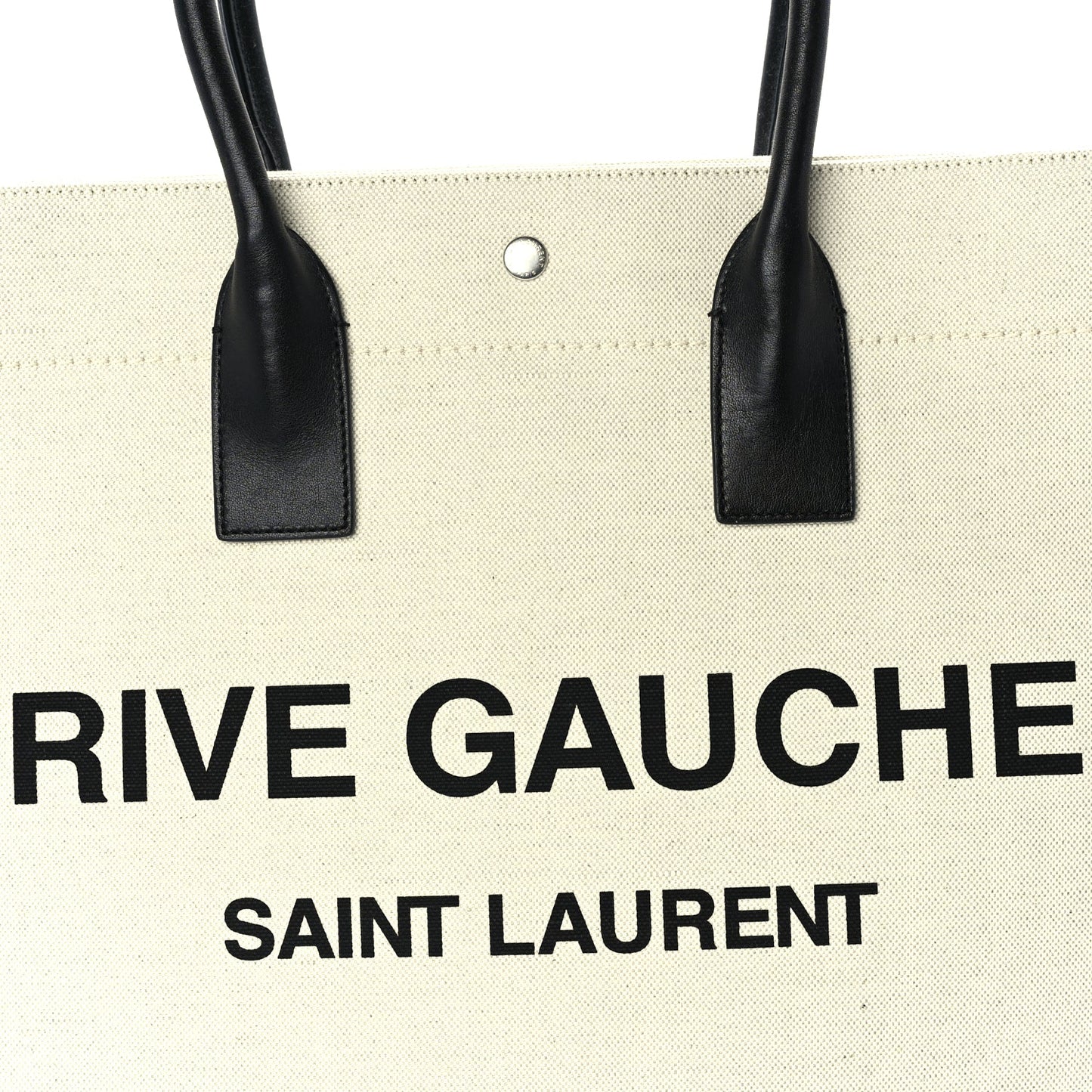 Saint Laurent Linen Calfskin Small Rive Gauche Tote  Optic White