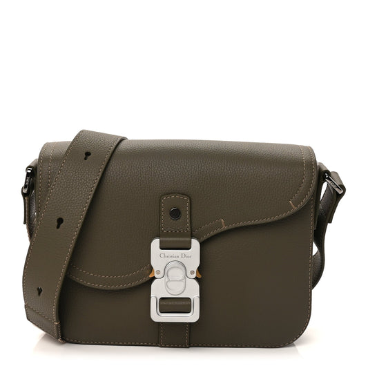 Christian Dior Grained Calfskin Small Saddle Messenger Bag Green