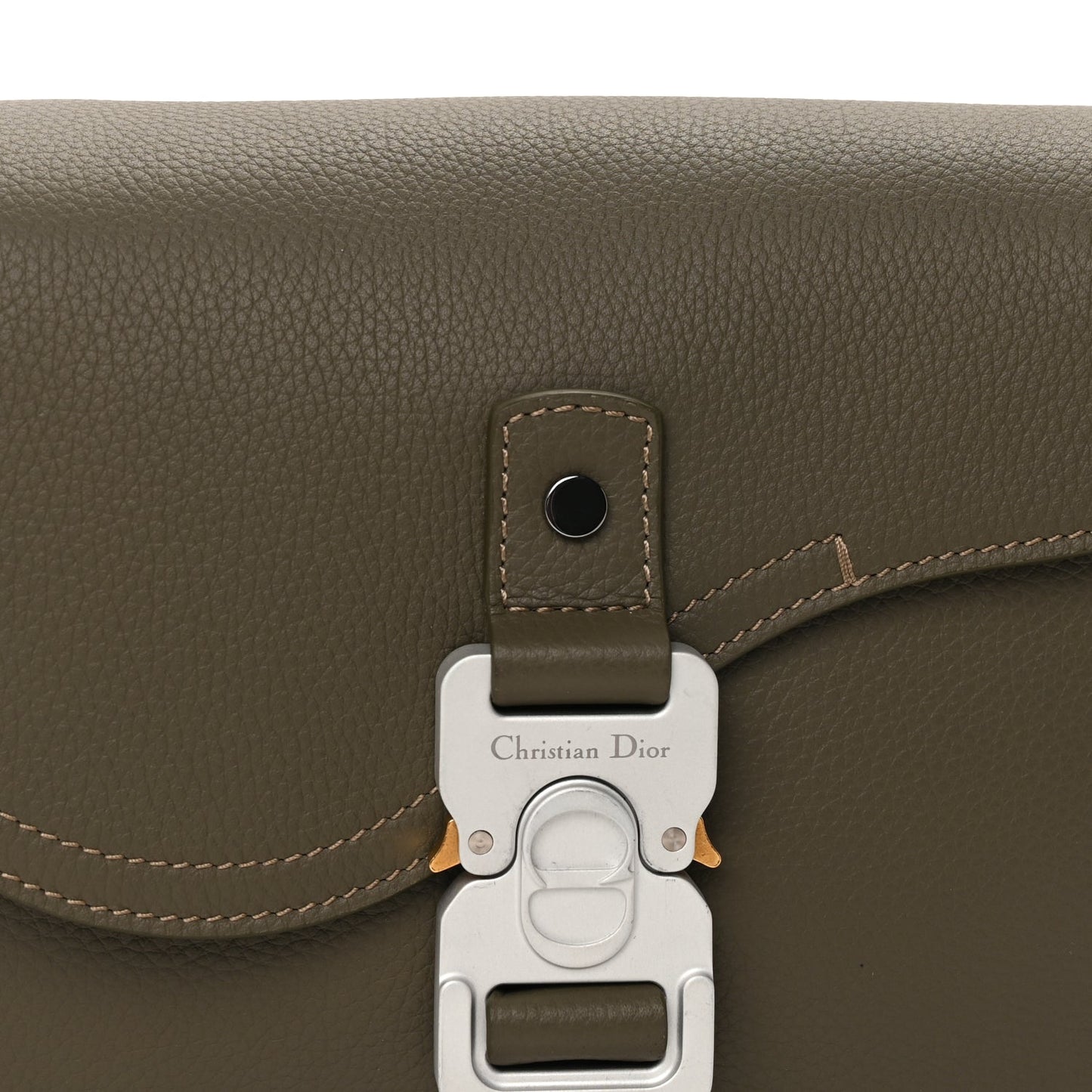 Christian Dior Grained Calfskin Small Saddle Messenger Bag Green
