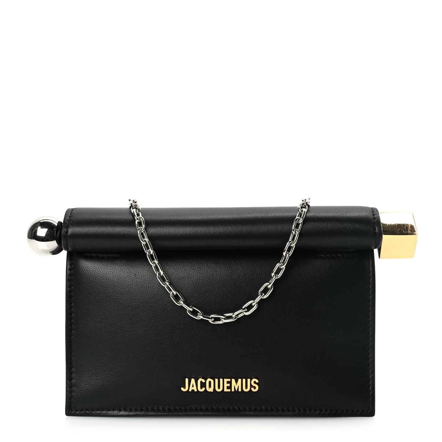 Jacquemus Smooth Calfskin La Petite Pochette Rond Carre Black