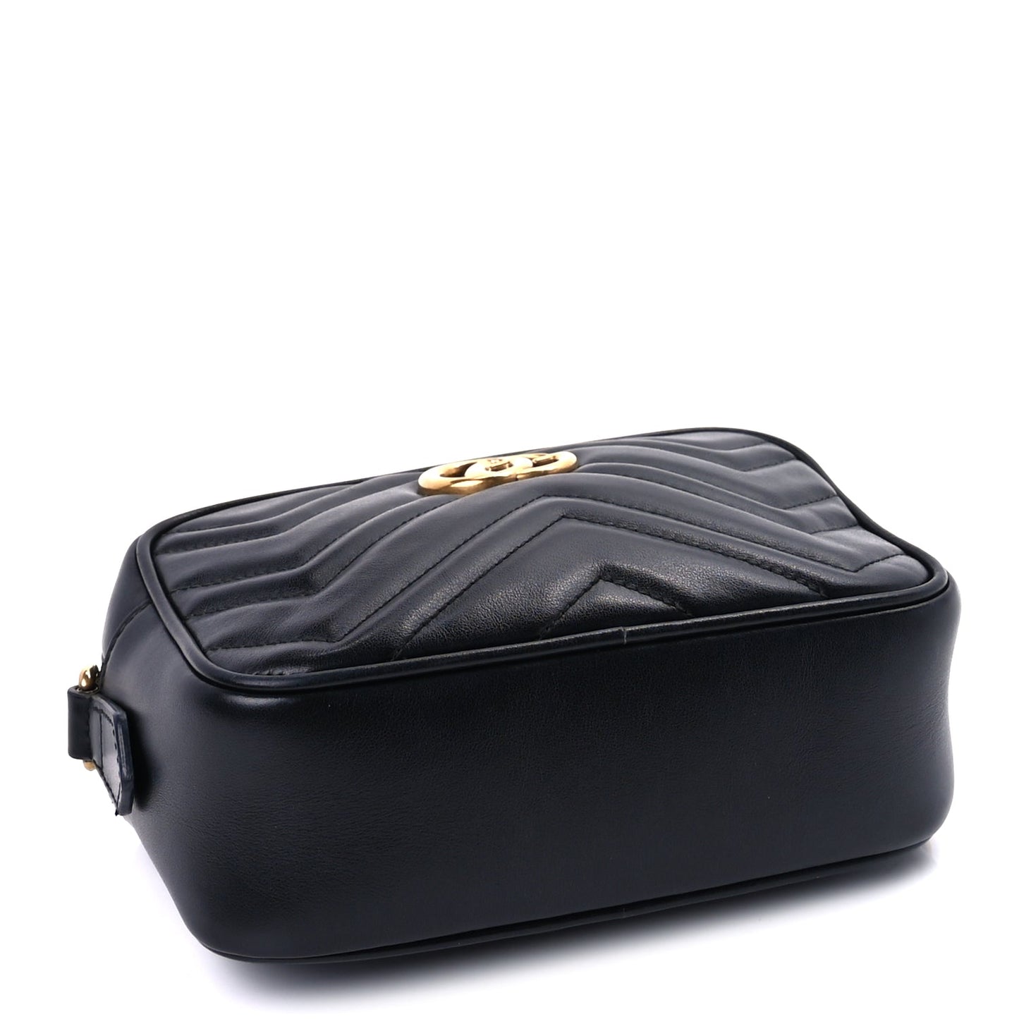 Gucci Calfskin Matelasse Mini GG Marmont Chain Shoulder Bag  Black
