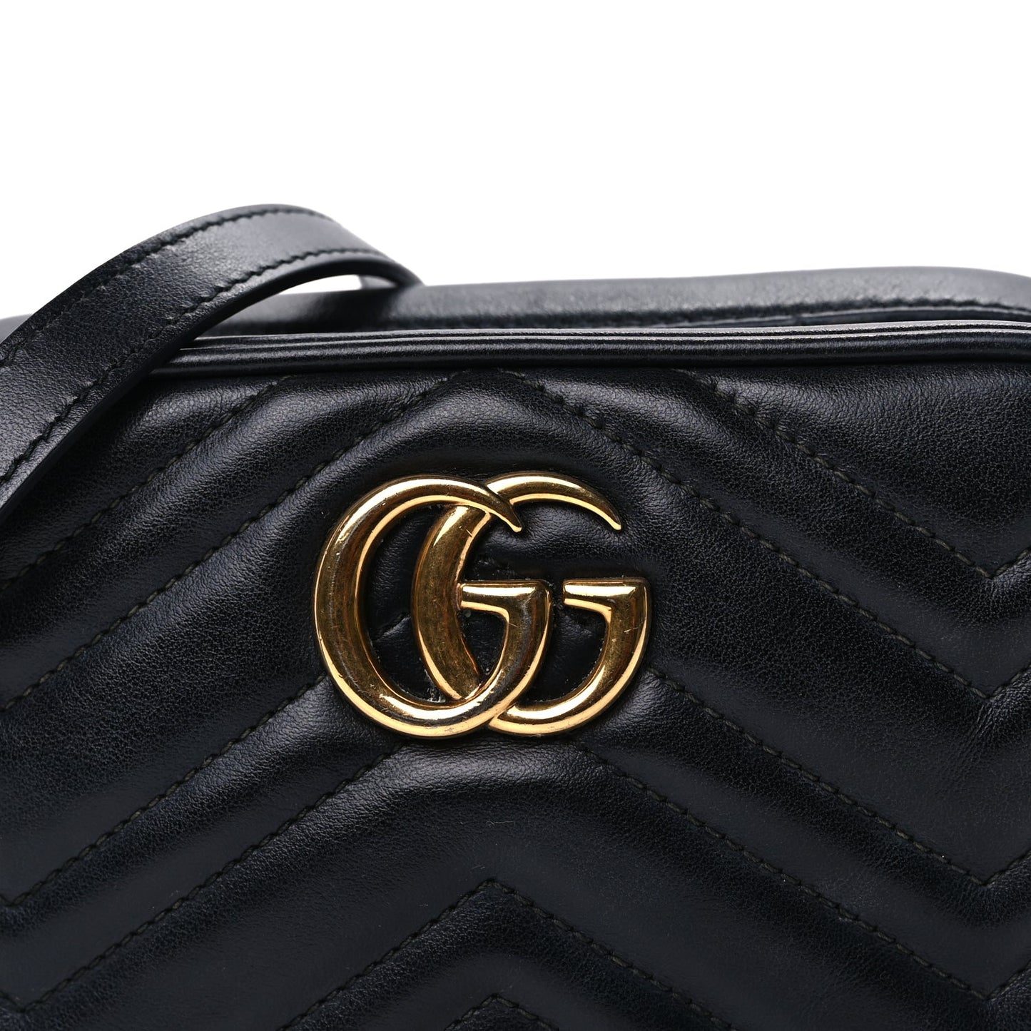 Gucci Calfskin Matelasse Mini GG Marmont Chain Shoulder Bag  Black