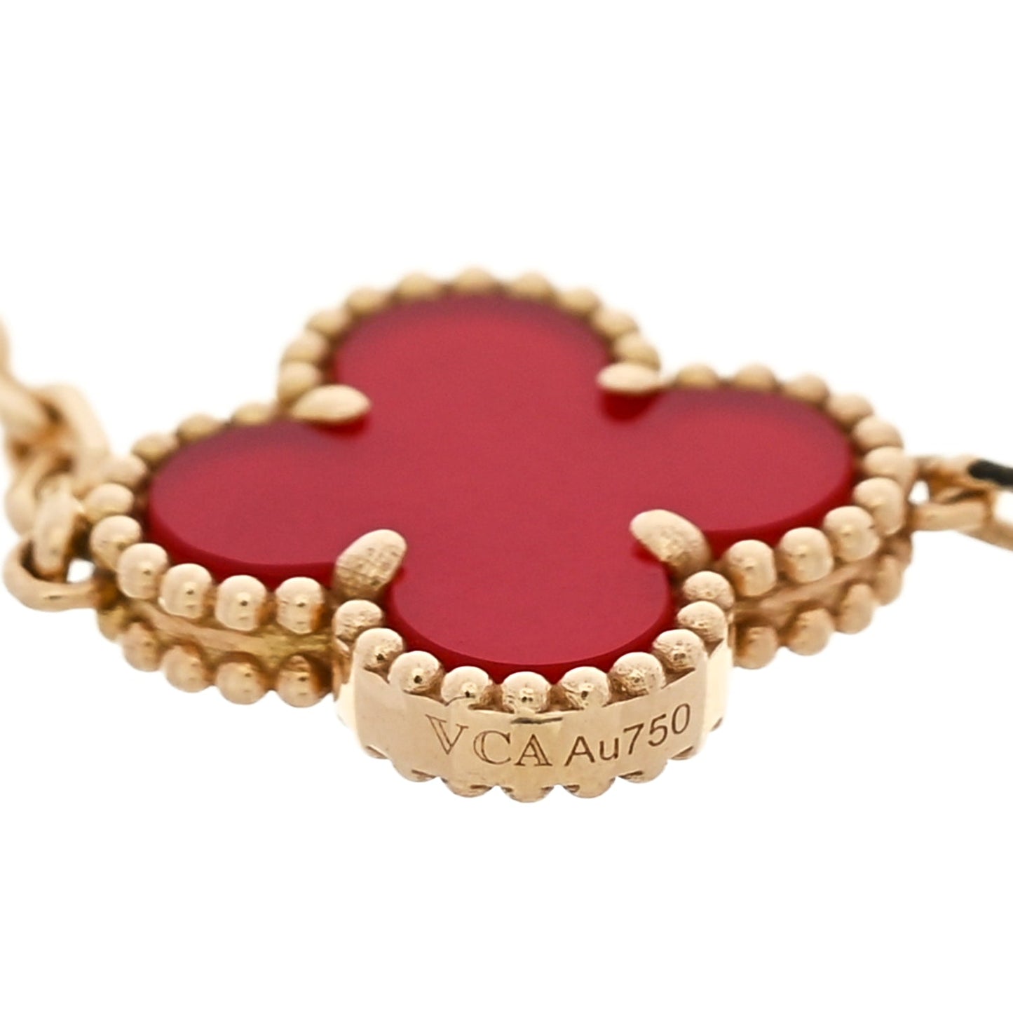 Van Cleef & Arpels 18K Yellow Gold Carnelian 5 Motifs Vintage Alhambra Bracelet