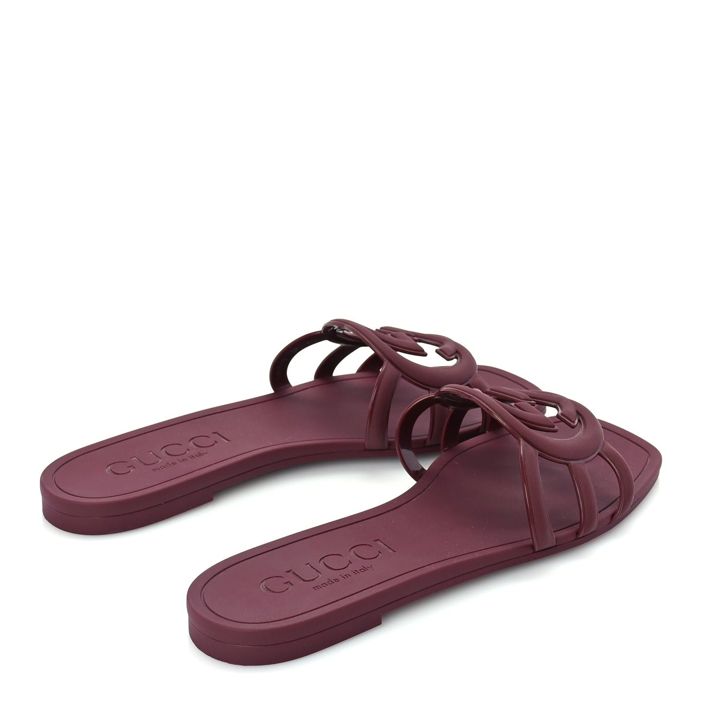 Gucci Rubber Interlocking G Womens Slide Sandals 39  Rosso Ancora