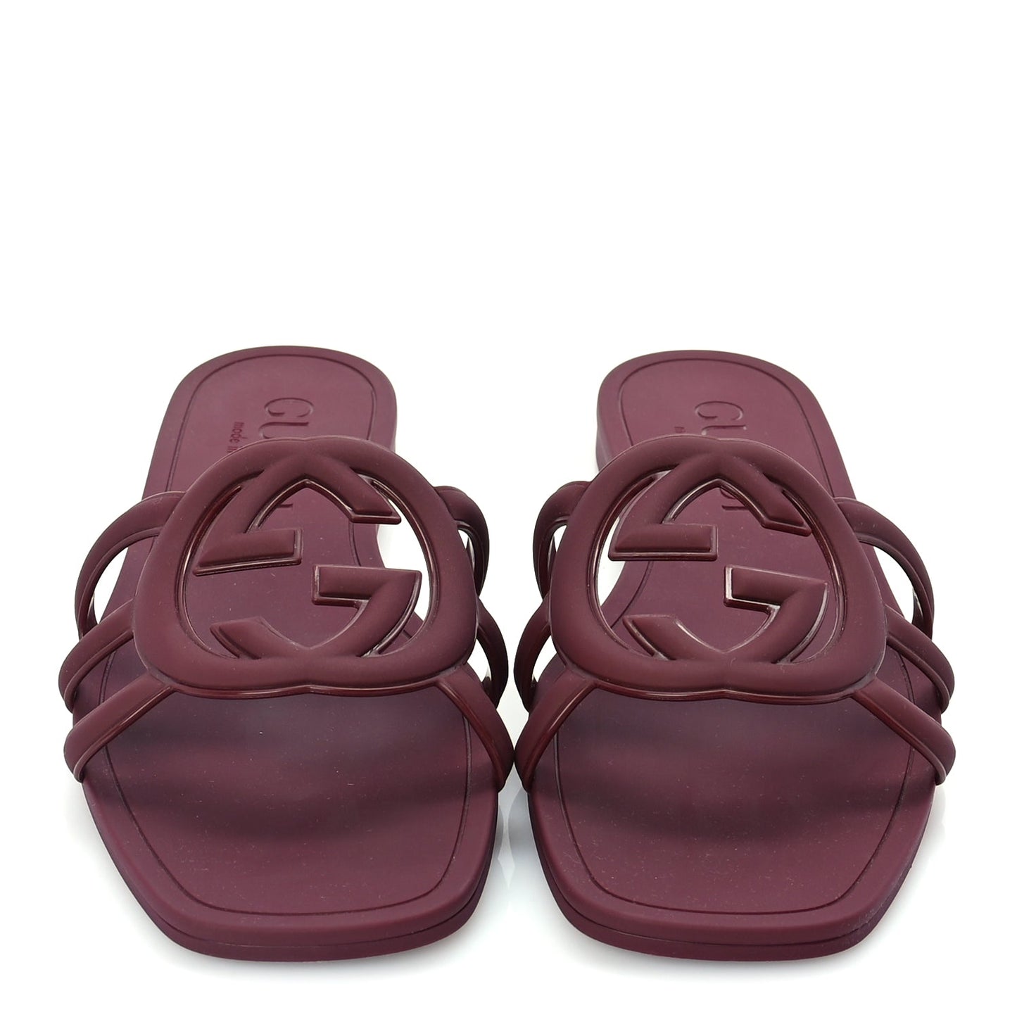 Gucci Rubber Interlocking G Womens Slide Sandals 39  Rosso Ancora