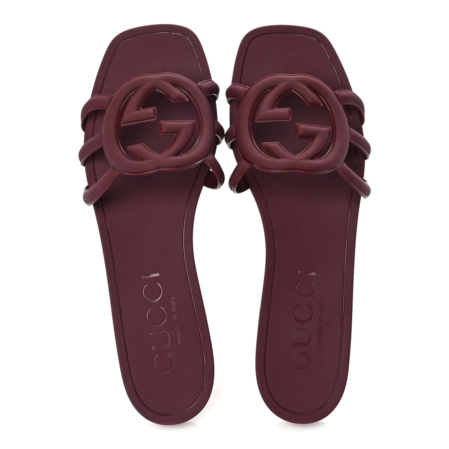 Gucci Rubber Interlocking G Womens Slide Sandals 39  Rosso Ancora