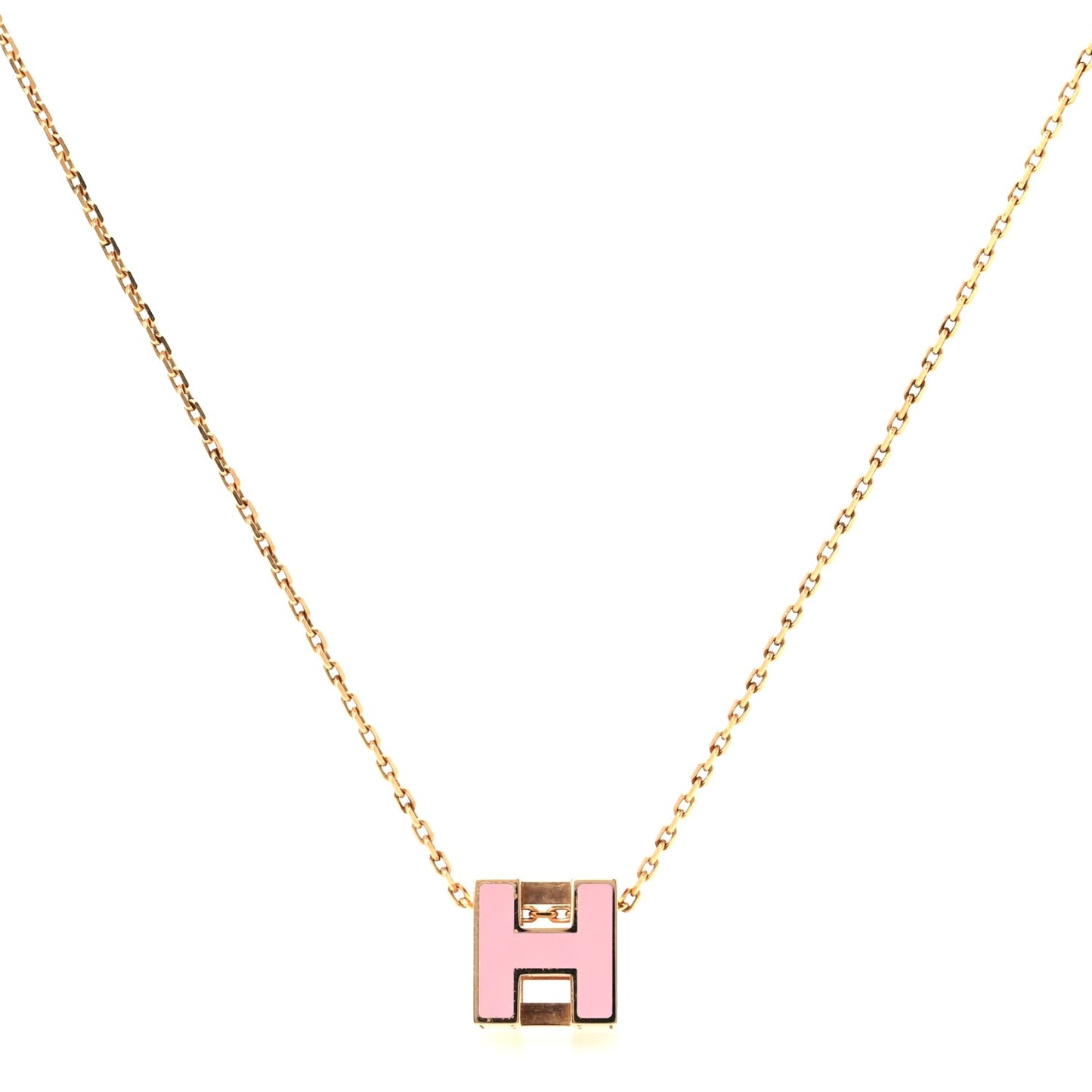 Hermes Gold Lacquered Cage d' Pendant Necklace