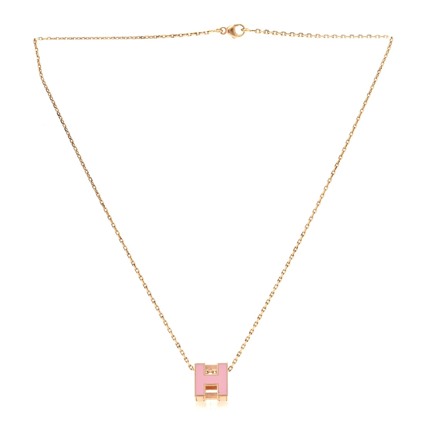 Hermes Gold Lacquered Cage d' Pendant Necklace