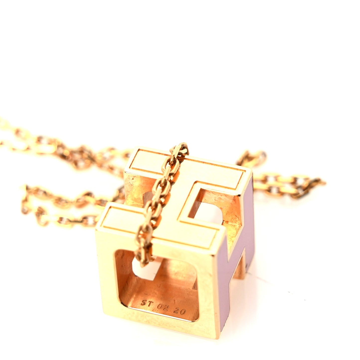 Hermes Gold Lacquered Cage d' Pendant Necklace