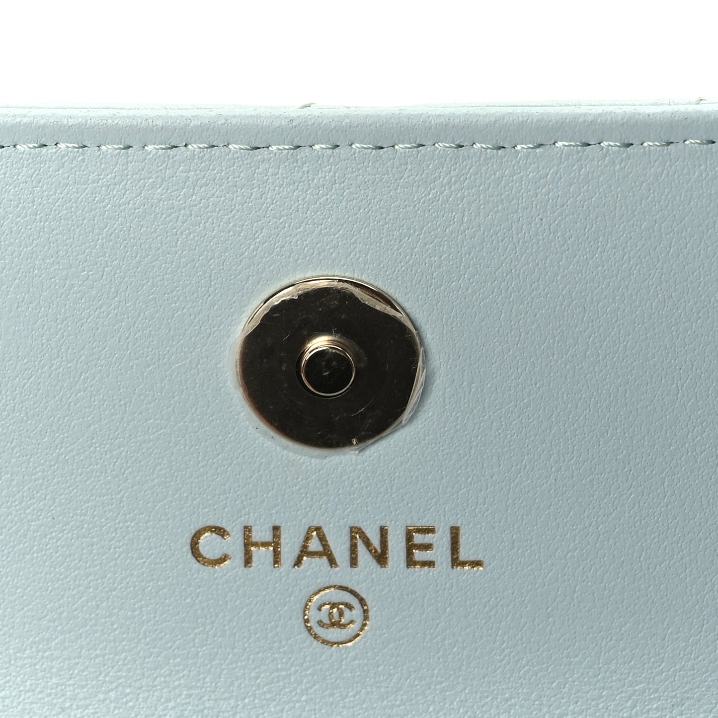 Chanel Lambskin Mini Maxi Pearls Wallet On Chain WOC Light Blue