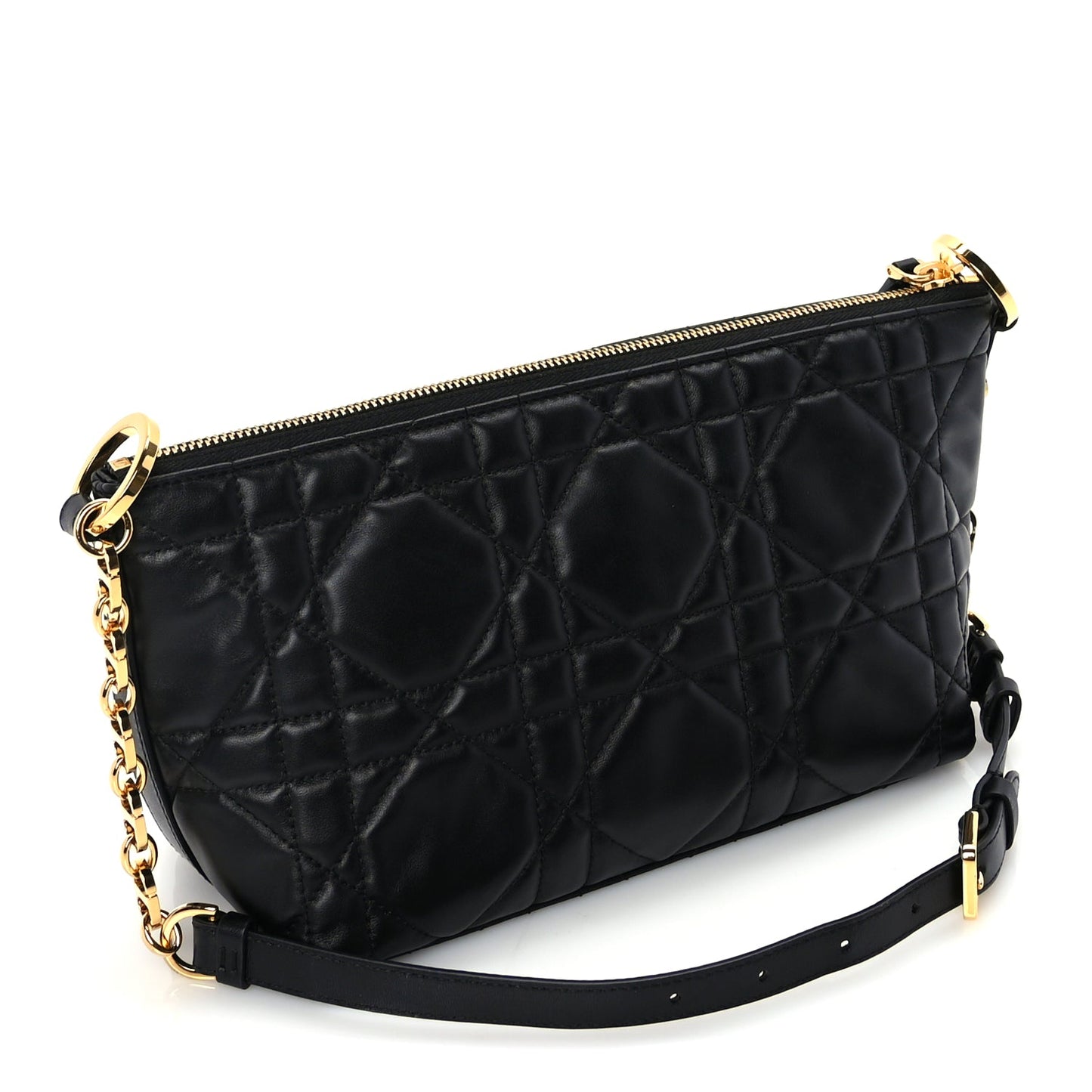Christian Dior Lambskin Macrocannage DiorStar Hobo Bag Black