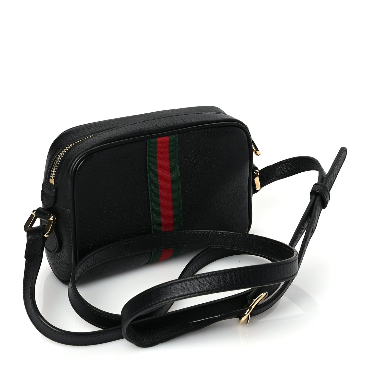 Gucci Calfskin Web Mini Ophidia Shoulder Bag Black