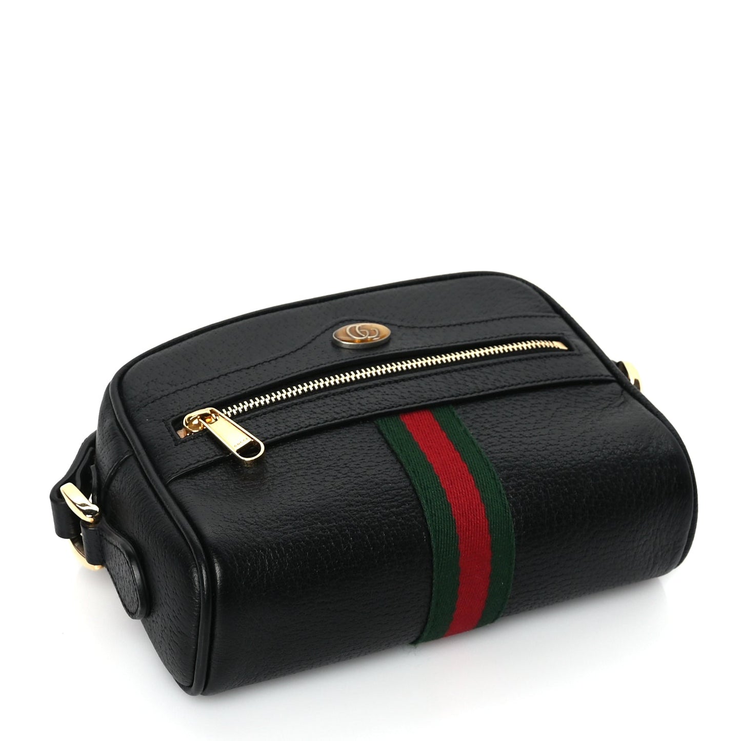 Gucci Calfskin Web Mini Ophidia Shoulder Bag Black