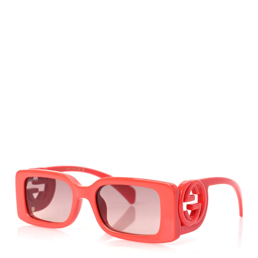 Gucci Acetate Chaise Rectangler Frame Sunglasses GG1325S Salmon Pink