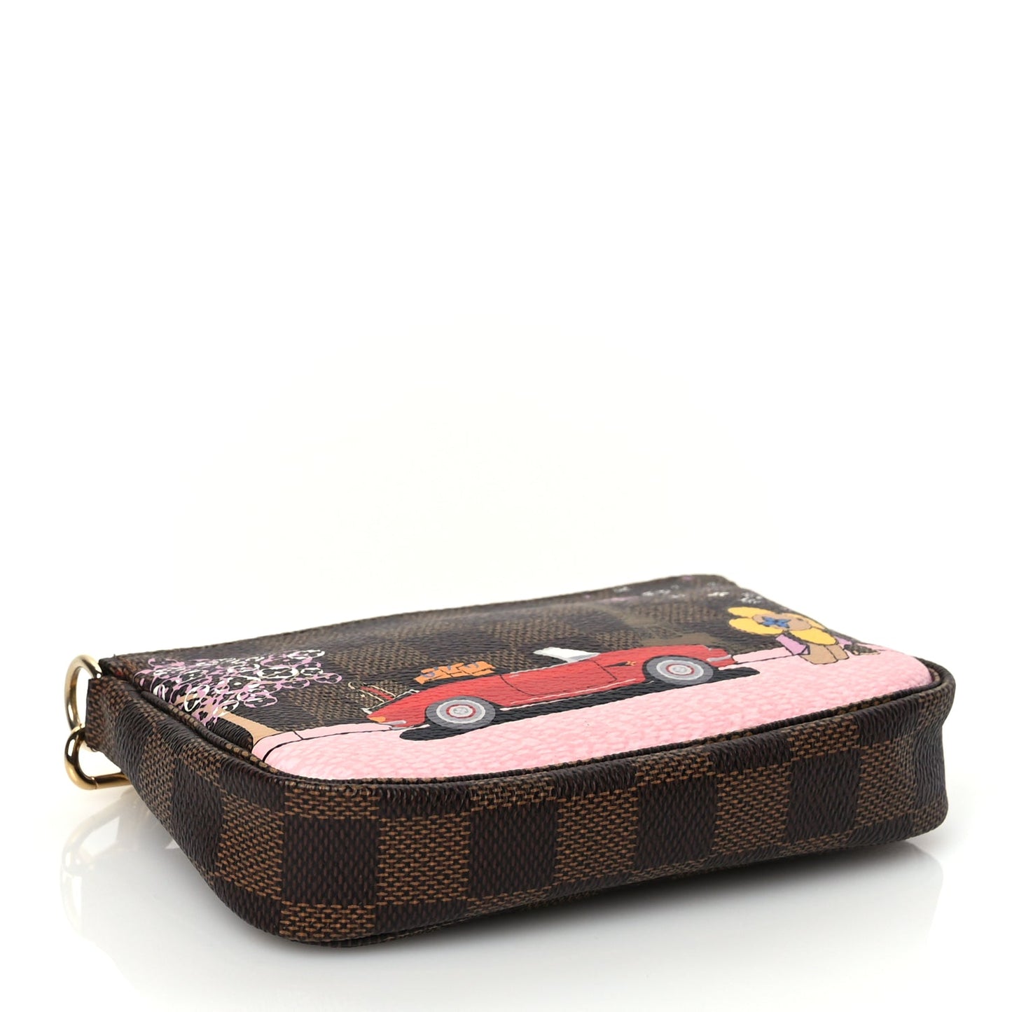 Louis Vuitton Damier Ebene 2019 Christmas Animation Mini Pochette Accessories Red