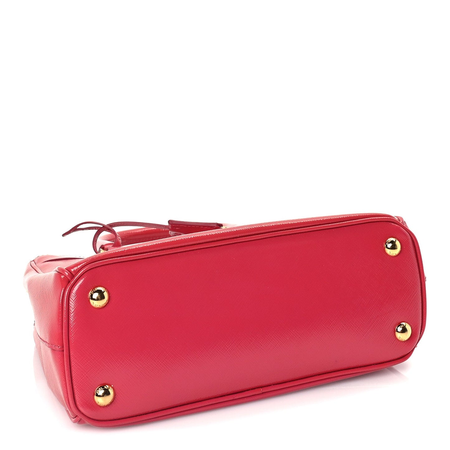 Prada Saffiano Vernice Mini Galleria Double Zip Tote Peonia