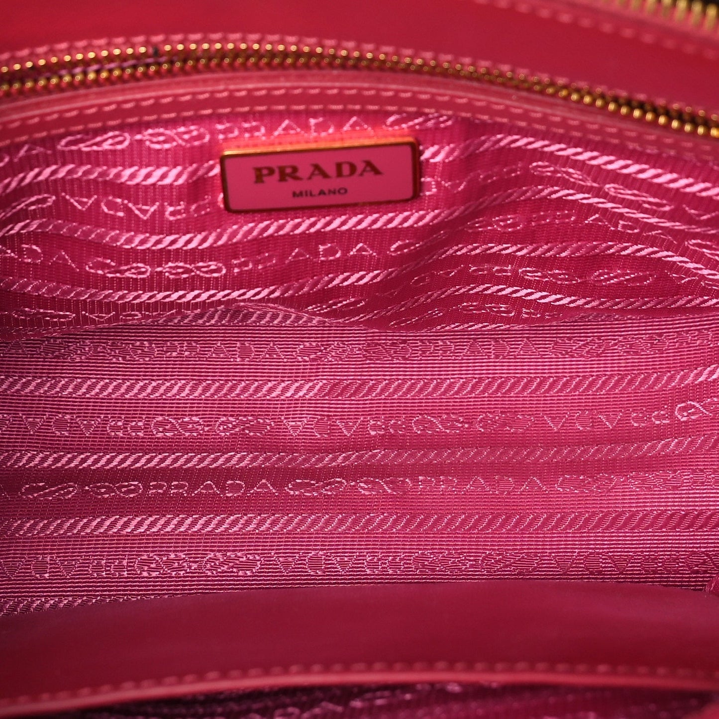 Prada Saffiano Vernice Mini Galleria Double Zip Tote Peonia