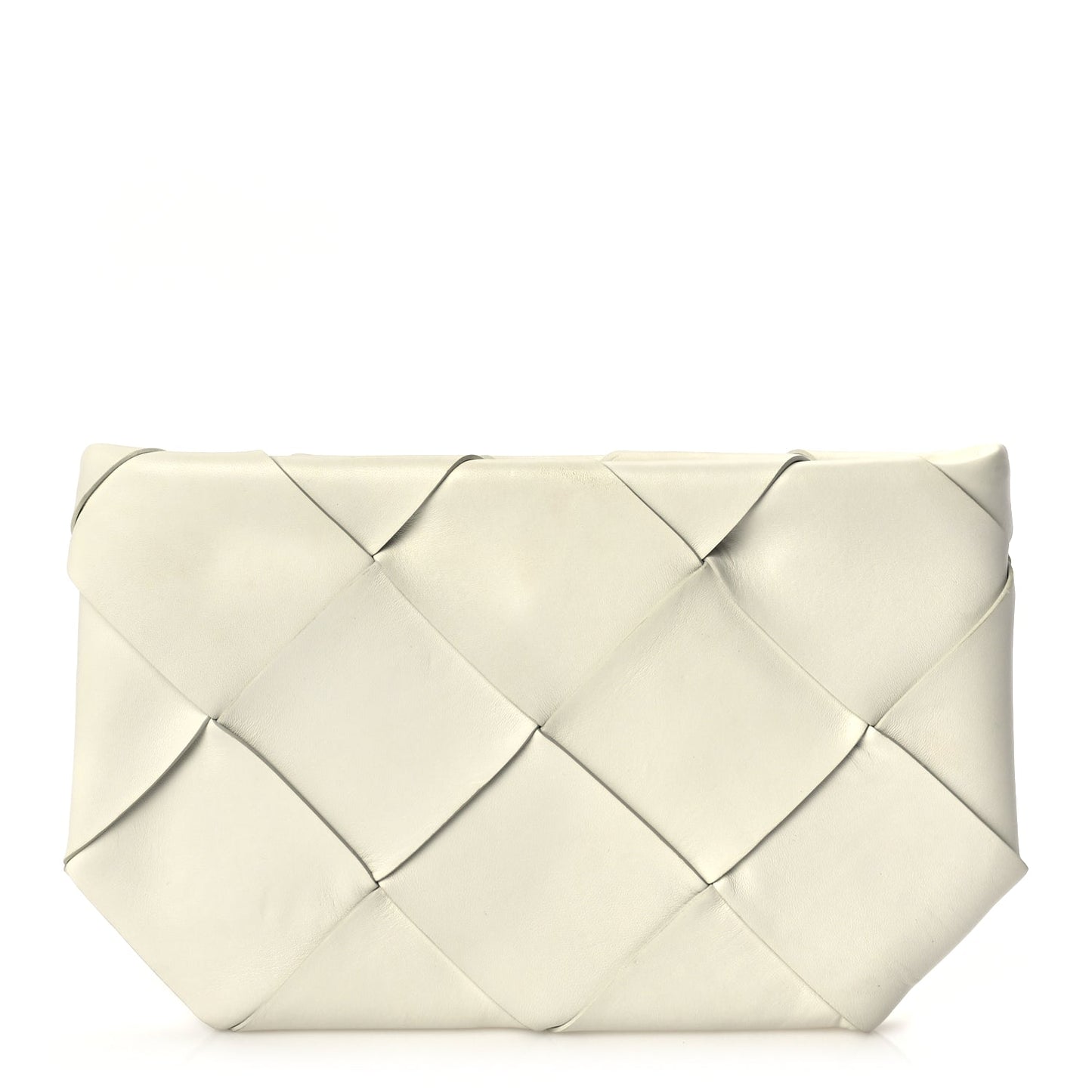 Bottega Veneta Nappa Maxi Blown Up Intrecciato Pouch Clutch  Optic White