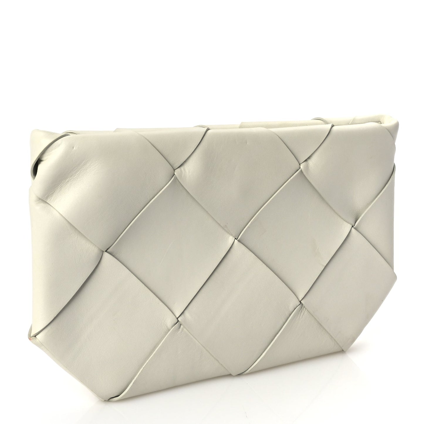 Bottega Veneta Nappa Maxi Blown Up Intrecciato Pouch Clutch  Optic White