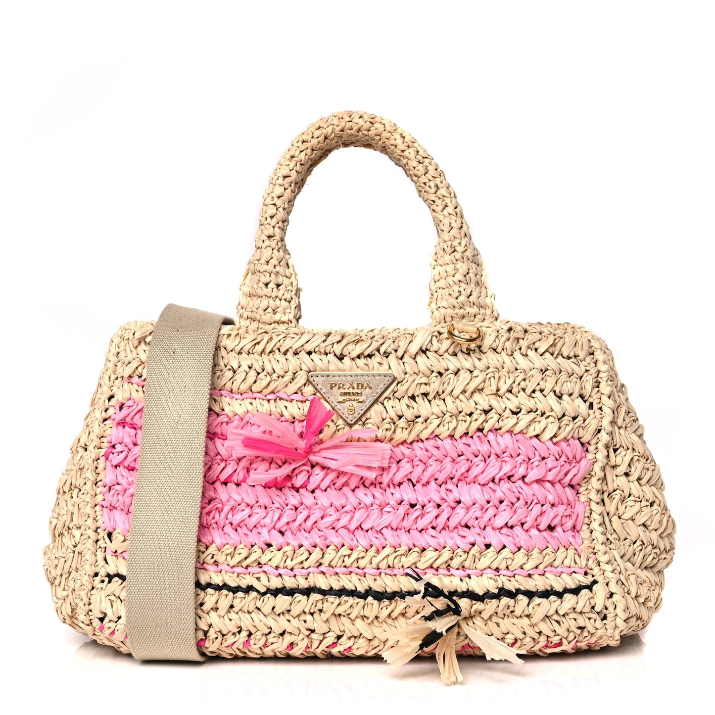 Prada Raffia Small Canapa Tote Naturale