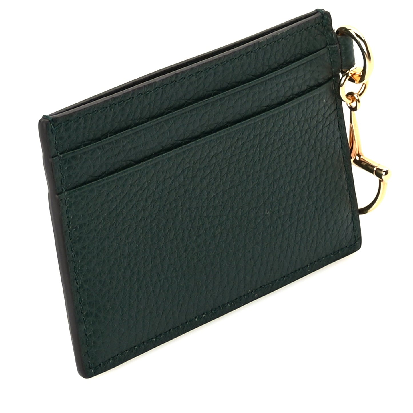 Gucci Grainy Calfskin Half Horsebit Card Case Vintage Green