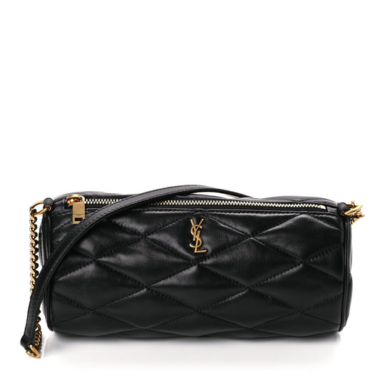 Saint Laurent Lambskin Monogram Mini Sade Tube Bag Black