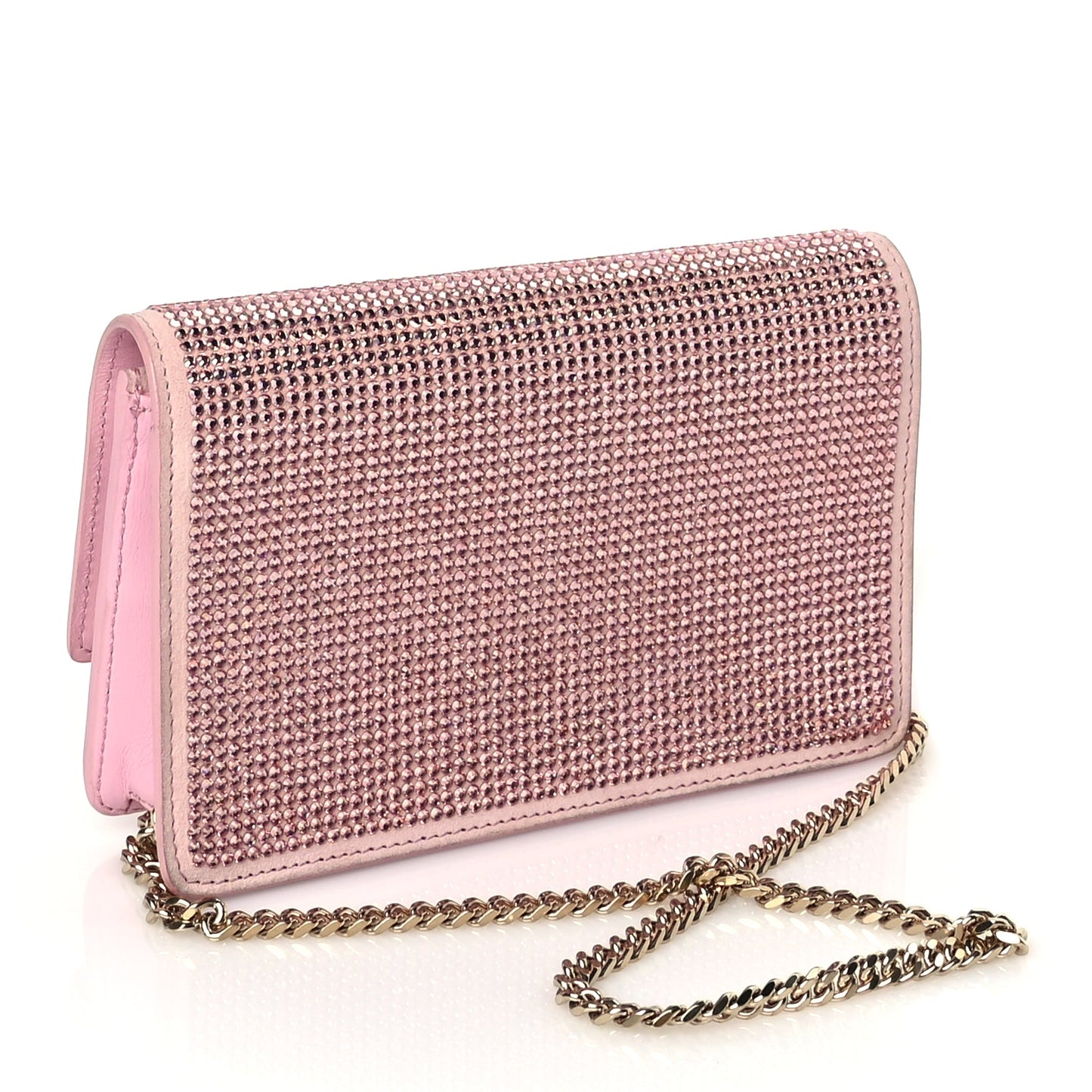 Versace Vitello Crystal Palazzo Evening Bag Pink