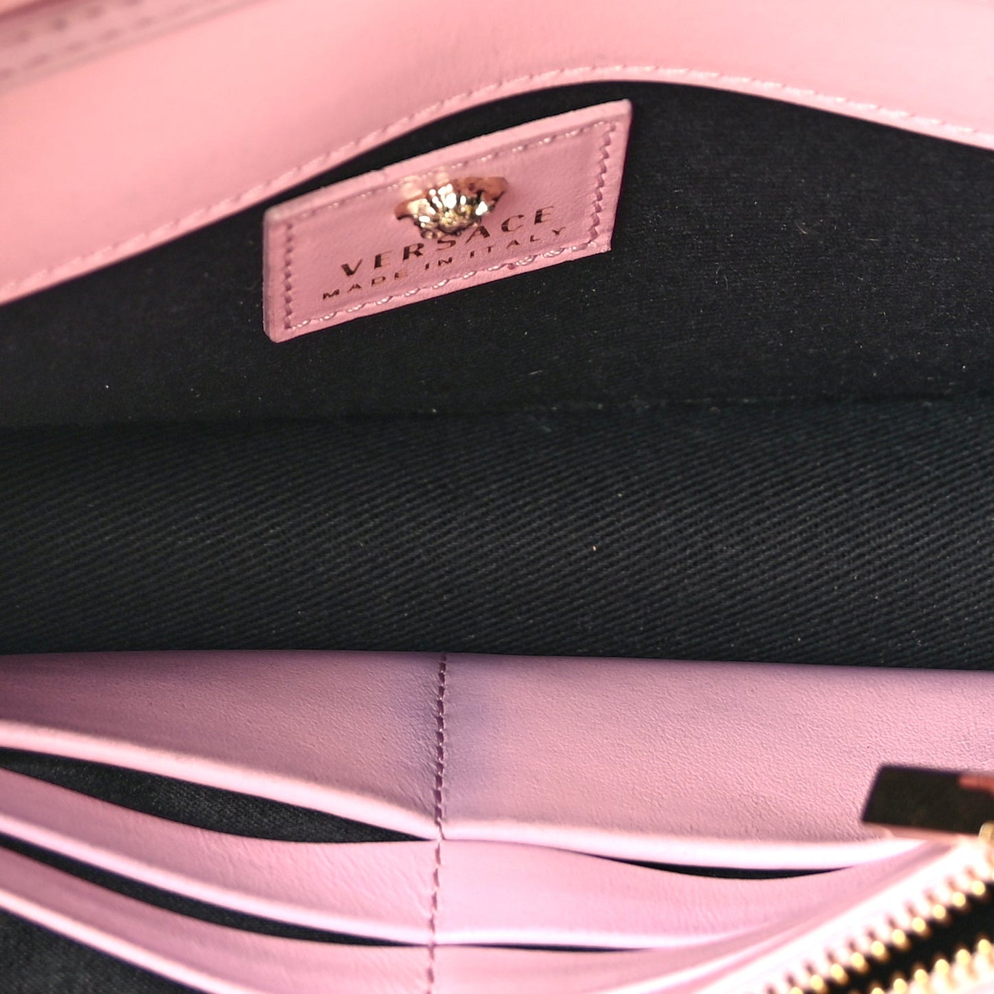 Versace Vitello Crystal Palazzo Evening Bag Pink