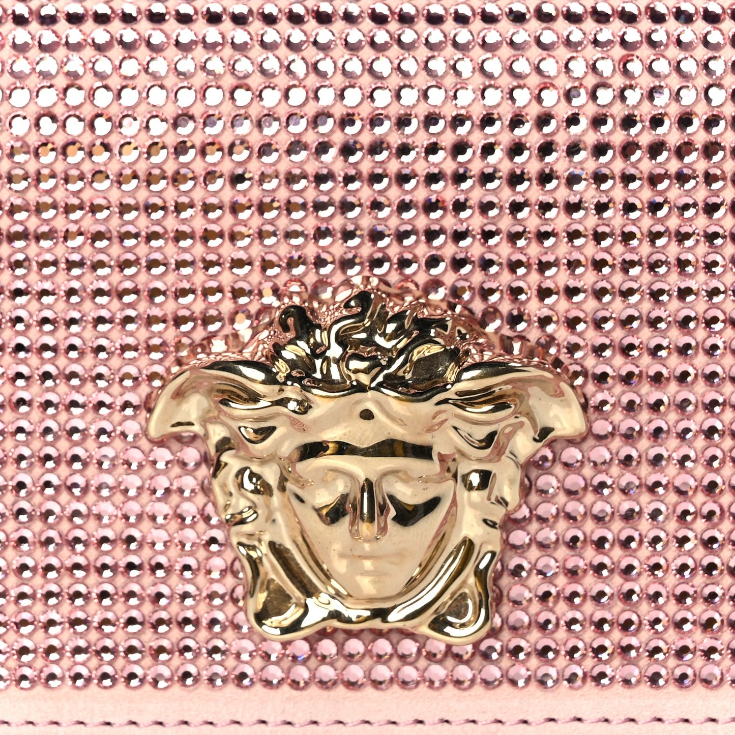 Versace Vitello Crystal Palazzo Evening Bag Pink