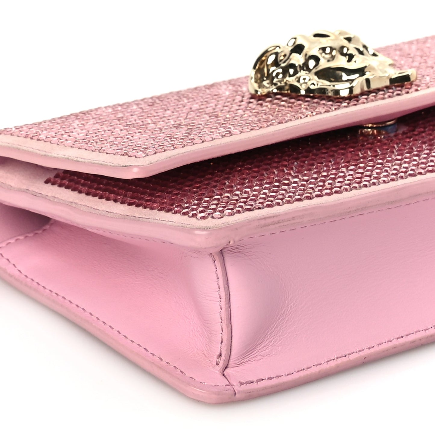 Versace Vitello Crystal Palazzo Evening Bag Pink