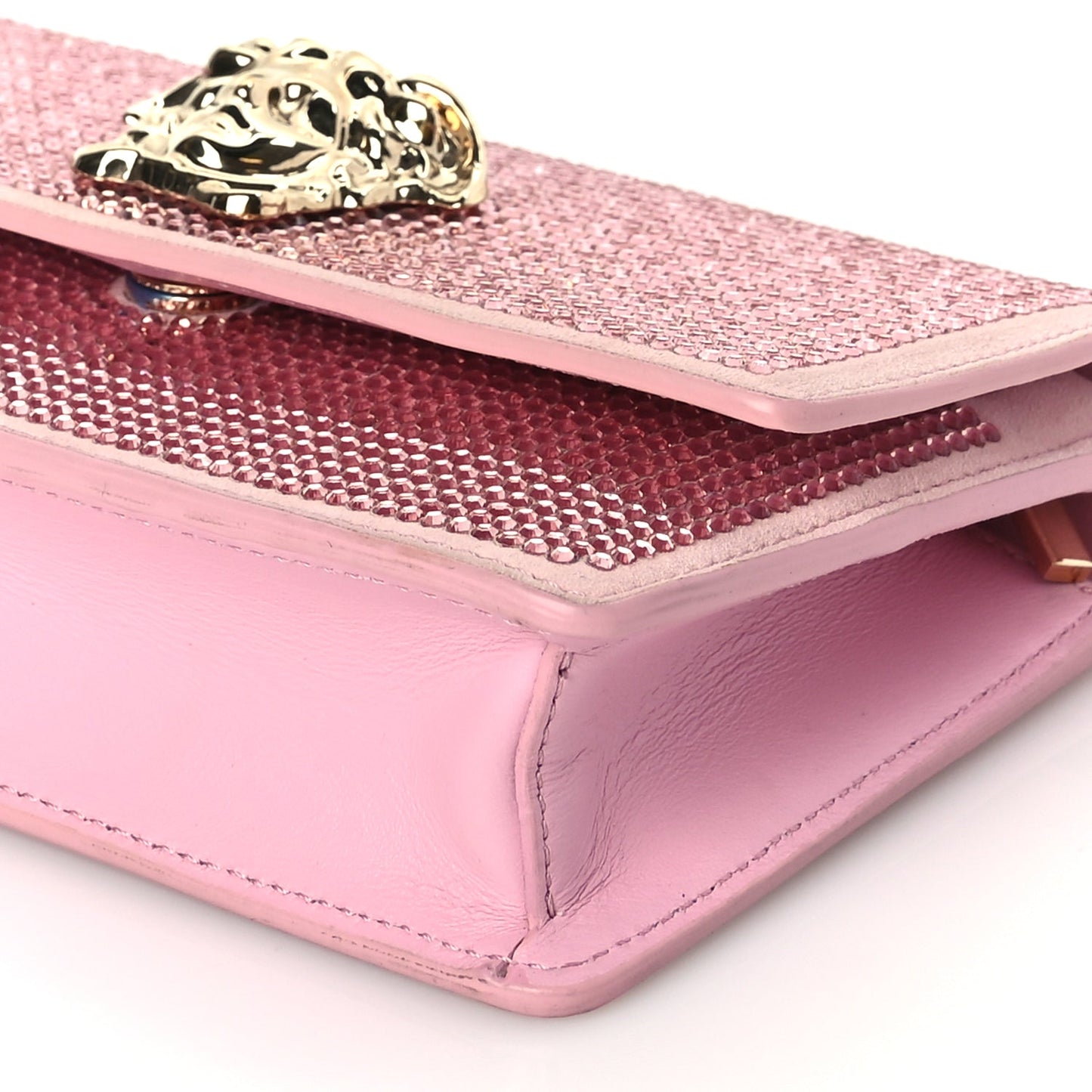 Versace Vitello Crystal Palazzo Evening Bag Pink