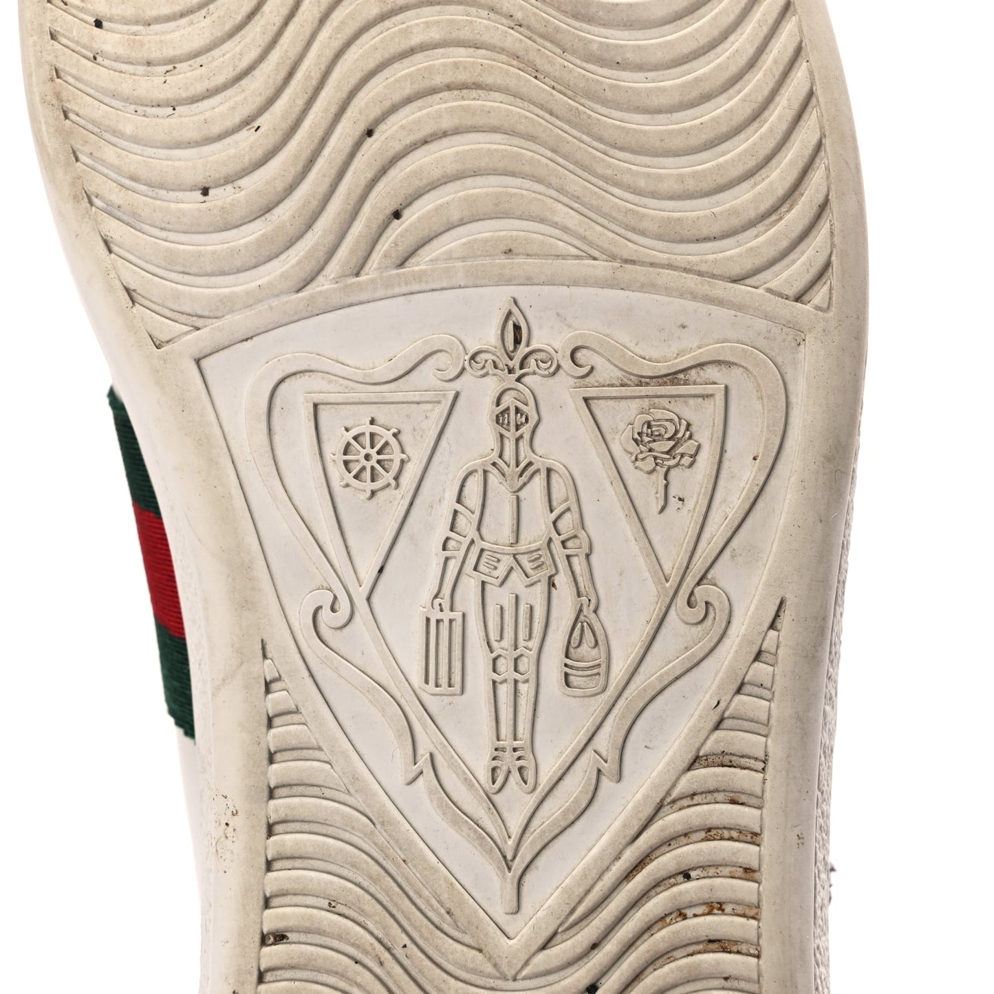 Gucci Calfskin Web Studded Womens Arrow Ace Sneakers 39 White