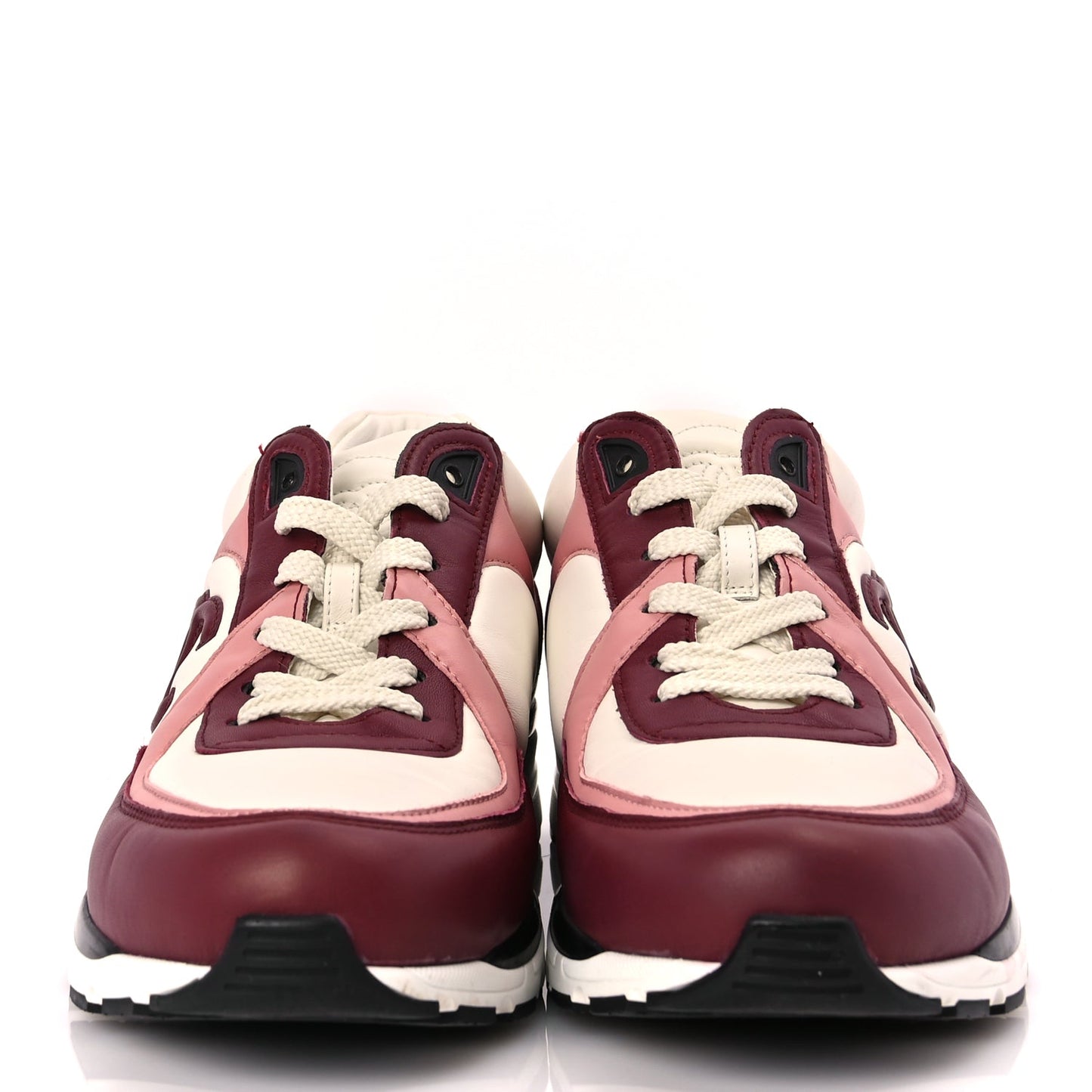 Chanel Calfskin CC Sneakers 39.5 Light Burgundy White Pink