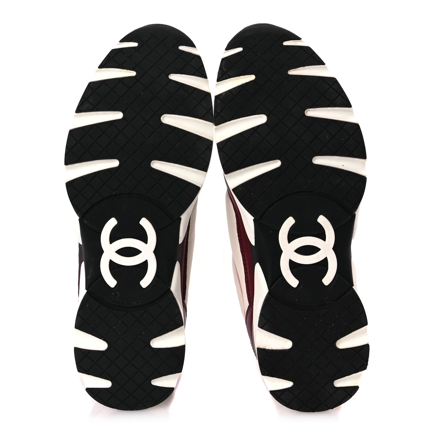 Chanel Calfskin CC Sneakers 39.5 Light Burgundy White Pink