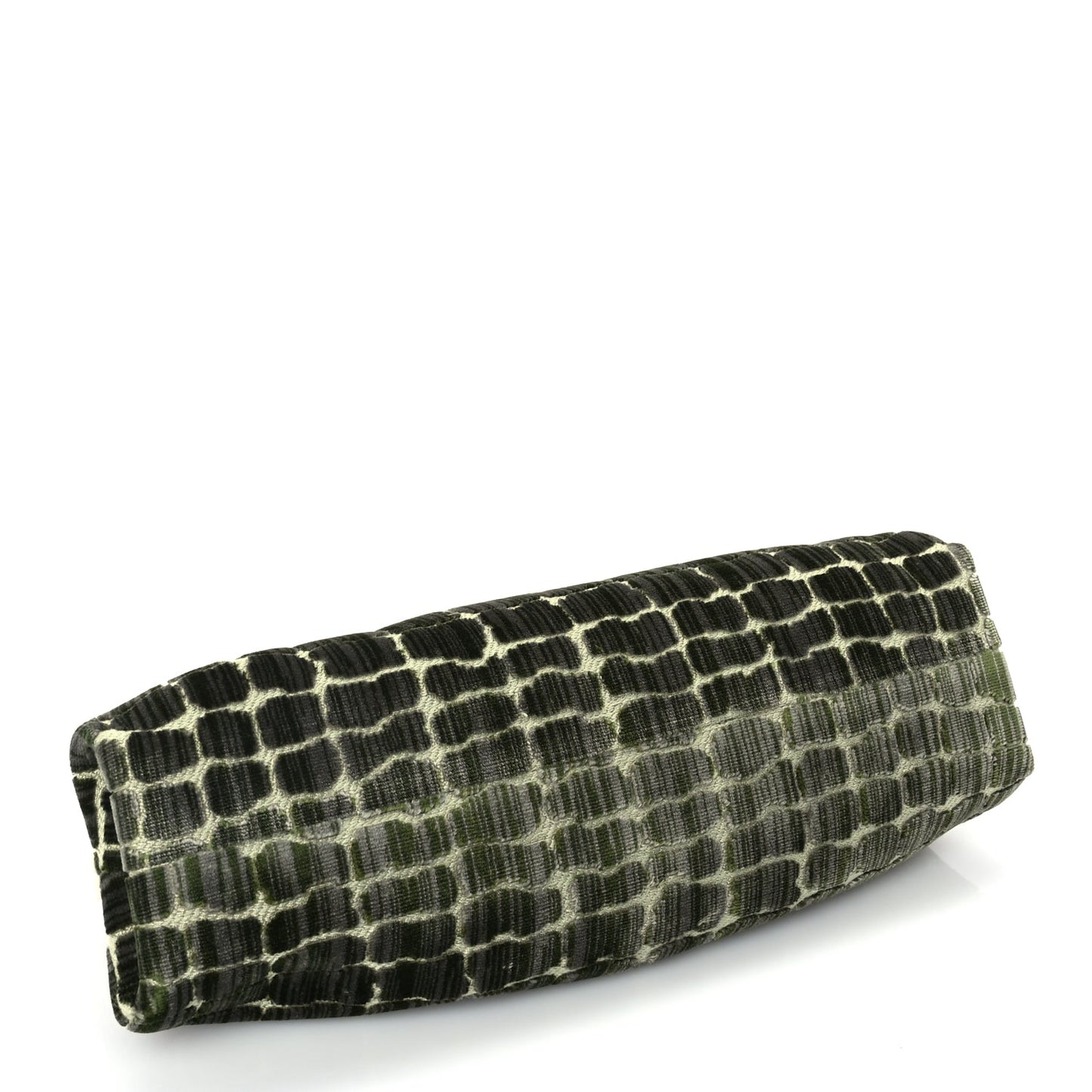 Gucci Velvet Crocodile Mother of Pearl Jacquard Crystal Bow Clutch Green