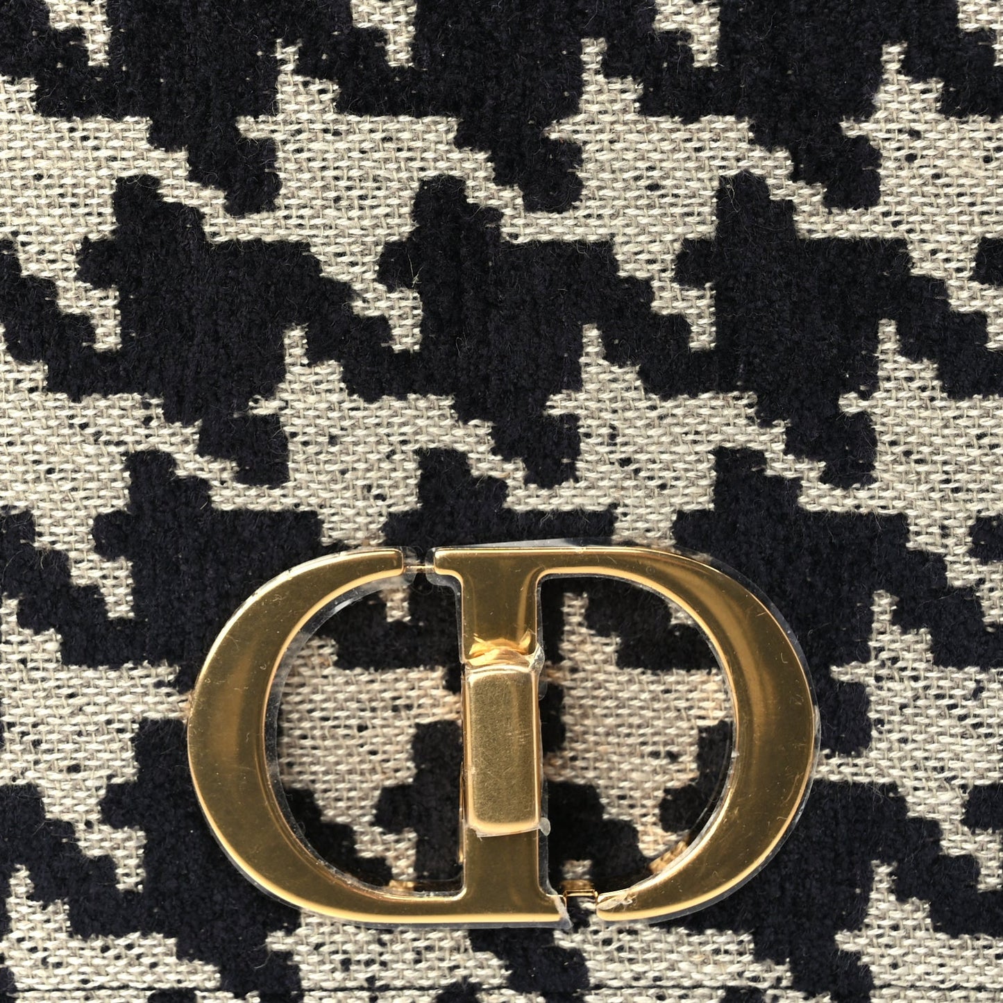 Christian Dior Technical Canvas Macro Houndstooth Medium Caro Bag Black White