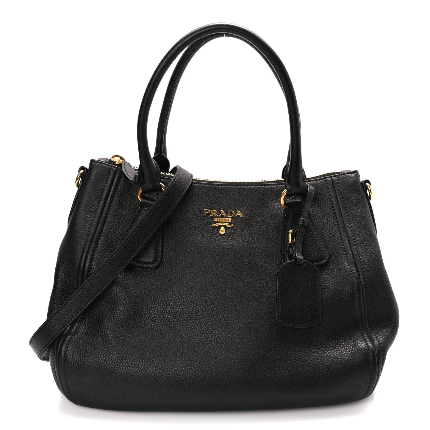 Prada Vitello Phenix Top Handle Bag Black